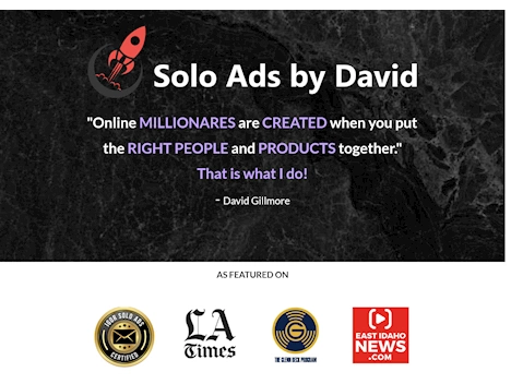 Screenshot of solo ad seller's website